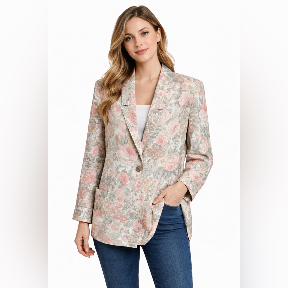Vintage Cottagecore Floral Blazer Women’s Romantic Jacket